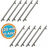 (10 Adet) 320 Mm Titanyum Renk Metal Mobilya Mutfak Dolap Çekmece Dolabı Kulbu Kulpu Kulpları