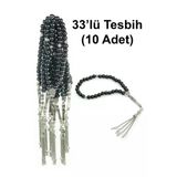 10 Adet 33lü Hac Umre Hediyelik Tesbih - Siyah