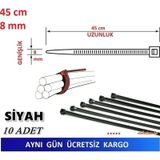10 Adet 45Cm X 8Mm Plastik Cırt Kelepçe Kablo Bağı Siyah