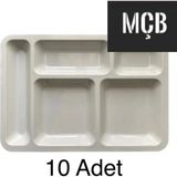 10 Adet 5 Gözlü Kırılmaz Plastik Tabldot Tabağı Beyaz Self Servis Tabildot Tabilot Tabak
