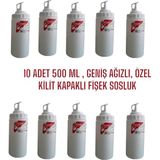 10 Adet 500 Ml,geniş Ağızlı, Özel Kilit Kapaklı Fişek Sosluk Seti. Ketçap Şişesi, Mayonez Şişesi, Hardal Şişesi, Yağlık, Sirkelik,limonluk - Beyaz