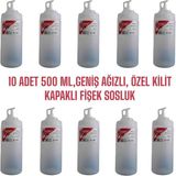 10 Adet 500 Ml,geniş Ağızlı, Özel Kilit Kapaklı Fişek Sosluk Seti. Ketçap Şişesi, Mayonez Şişesi, Hardal Şişesi, Yağlık, Sirkelik,limonluk - Şeffaf