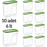 10 Adet 6 Litre Renkli Gıda Saklama Kabı Bakliyat ve Erzak Saklama Seti - Altın - Seçenek 1