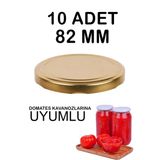 10 Adet 82Mm Metal Konserve Kavanoz Kapağı Gold