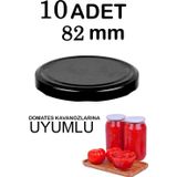 10 Adet 82Mm Metal Konserve Kavanoz Kapağı Siyah