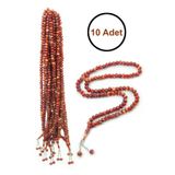 10 Adet 99LU Namaz Tesbihi 10MM Hac Umre Hediyelik - Kahverengi