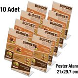 10 Adet A4 (21X29.7) Masaüstü L Tipi Dikey Föylük - Masaüstü Menü ve Fiyatlık Standı -Broşürlük, Föylük