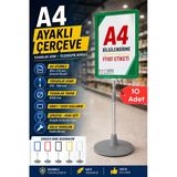10 Adet - A4 Ayaklı Çerçeve Seti Yuvarlak Tabanlı Teleskopik Fiyat Etiketi Standı Yeşil Vitrin