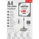 10 Adet - A4 Ayaklı Fiyat Etiketlik Teleskopik Borulu Çerçeve Etiketlik Yönlendirme Levhası Menü Panosu Gri