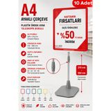 10 Adet - A4 Ayaklı Fiyat Etiketlik Teleskopik Borulu Çerçeve Etiketlik Yönlendirme Levhası Menü Panosu Kırmızı