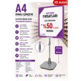10 Adet - A4 Ayaklı Fiyat Etiketlik Teleskopik Borulu Çerçeve Etiketlik Yönlendirme Levhası Menü Panosu Mor