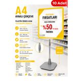 10 Adet - A4 Ayaklı Fiyat Etiketlik Teleskopik Borulu Çerçeve Etiketlik Yönlendirme Levhası Menü Panosu Sarı