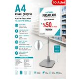 10 Adet - A4 Ayaklı Fiyat Etiketlik Teleskopik Borulu Çerçeve Etiketlik Yönlendirme Levhası Menü Panosu Şeffaf
