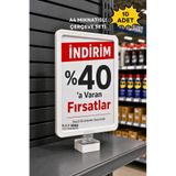 10 Adet - A4 Güçlü Mıknatıs Tutuculu Fiyatlık Etiketlik – Dikey Yatay Ve Bilgilendirme Çerçevesi Beyaz