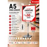 10 Adet - A5 Ayaklı Çerçeve Seti Plastik Ördek Ayak Teleskopik Borulu Fiyat Etiketliği Yönlendirme Levhası Menü Panosu Kırmızı