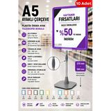 10 Adet - A5 Ayaklı Çerçeve Seti Plastik Ördek Ayak Teleskopik Borulu Fiyat Etiketliği Yönlendirme Levhası Menü Panosu Mor