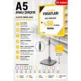 10 Adet - A5 Ayaklı Çerçeve Seti Plastik Ördek Ayak Teleskopik Borulu Fiyat Etiketliği Yönlendirme Levhası Menü Panosu Sarı