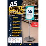 10 Adet - A5 Ayaklı Menü Ve Fiyat Bilgi Standı Yuvarlak Tabanlı Teleskopik Çerçeve Etiketlik Turkuaz