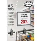10 Adet - A5 Mandallı Etiketlik | Fiyatlık Sepet Raf Askılık Fiyat Etiketi Çerçeveli Market Mağaza Gri