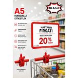 10 Adet - A5 Mandallı Etiketlik | Fiyatlık Sepet Raf Askılık Fiyat Etiketi Çerçeveli Market Mağaza Kırmızı