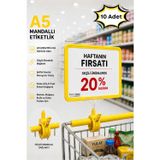 10 Adet - A5 Mandallı Etiketlik | Fiyatlık Sepet Raf Askılık Fiyat Etiketi Çerçeveli Market Mağaza Sarı
