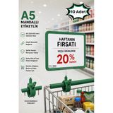10 Adet - A5 Mandallı Etiketlik | Fiyatlık Sepet Raf Askılık Fiyat Etiketi Çerçeveli Market Mağaza Yeşil