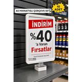 10 Adet - A5 Mıknatıs Tutuculu Fiyatlık Etiketlik – Dikey Yatay Ve Bilgilendirme Çerçevesi Beyaz