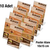 10 Adet A6 (10X15) Masaüstü L Tipi Dikey Föylük - Masaüstü Menü ve Fiyatlık Standı - Broşürlük, Föylük