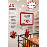 10 Adet - A6 Fiyatlık Mandallı Etiketlik | Sepet Raf Askılık Fiyat Etiketi Çerçeveli Market Mağaza Kırmızı