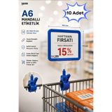 10 Adet - A6 Fiyatlık Mandallı Etiketlik | Sepet Raf Askılık Fiyat Etiketi Çerçeveli Market Mağaza Mavi