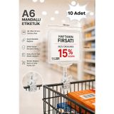10 Adet - A6 Fiyatlık Mandallı Etiketlik | Sepet Raf Askılık Fiyat Etiketi Çerçeveli Market Mağaza Şeffaf