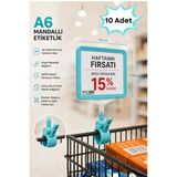 10 Adet - A6 Fiyatlık Mandallı Etiketlik | Sepet Raf Askılık Fiyat Etiketi Çerçeveli Market Mağaza Turkuaz