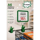 10 Adet - A6 Fiyatlık Mandallı Etiketlik | Sepet Raf Askılık Fiyat Etiketi Çerçeveli Market Mağaza Yeşil