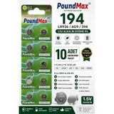 10 Adet Ag9 Lr45, Lr936, 394 1.5v - Poundmax Alkalin Düğme Piller 1x 10 Lu Paket