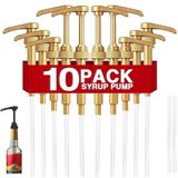 10 Adet Altın Kahve Şurubu Pompası, 26oz/750ml Şişelerle Uyumlu, Şurup Dispenseri Pompaları Ev ve Kahve Barı İçme Karışımları, Çay, İçecek, Kokteyller için Harika