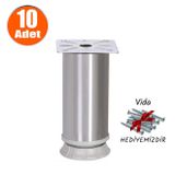 10 Adet Ayarlanabilir Mobilya Masa Puf Sehpa Tv Ünitesi Ayağı Metal Ayak 10 Cm