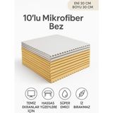 10 Adet Beyaz Mikrofiber Temizlik Bezi 30X30 cm | LCD Tv Telefon Laptop Gözlük Cam Yüzey - 30 x 30 cm