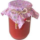 10 Adet Çıtır Çiçekli Kavanoz Kapağı Örtüsü ve Boncuklu Bağlama Ipi - Pembe