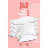 10 Adet Çizgili Saten Fermuarlı Antialerjik Yıkanabilir Silikon Elyaf Yüksek Dolgulu Yastık 900 gr - 50 × 70 cm - Beyaz