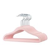 10 Adet Çocuk Bebek Askısı, Kadife Kaymaz Sağlam Elbise Askısı, 360 Derece Döner Kancalı Gömlek Pantolon Tshirt Mont Askı (Pembe)