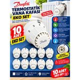10 Adet--Danfoss Rae Termostatik Vana Kafası - Radyatör Petek Isı Ayarlayıcı Termostat Sensör Seti (Geçmeli / Click Model)