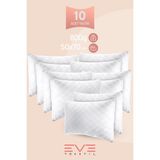10 Adet Diamond Serisi Kılıflı Fermuarlı Yıkanabilir Antialerjik Silikon Elyaf Yastık 50x70cm 800 gr - 50 x 70 cm - Beyaz