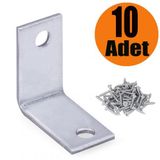 (10 ADET) Dolap Köşe Bağlantı Sabitleme L Demir Gönye 25x25x15mm