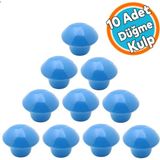 10 Adet Düğme Kulp Mutfak Çekmece Bebek Çocuk Genç Odası Dolap Kapak Kulpu Kulbu Mavi Metal Kulp