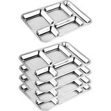 10 Adet Eniyi Kalite Paslanmaz Çelik 5 Bölme Metal Tabldot Tepsisi 28X40CM Çizilmeye Dirençli Kromaj - yemek tabldot