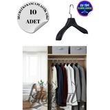 10 Adet Ev Tipi 38 cm Soft Siyah Plastik Ceket Askısı Buluz Askısı Elbise Askısı Kıyafet Askısı