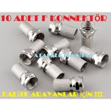 10 Adet F Konnektör Jak Aparat Uydu Anten Kablo Ucu
