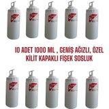 10 Adet Geniş Ağızlı ,özel Kilit Kapaklı ,fişek Sosluk,(Beyaz),ketçap Şişesi, Mayonez Şişesi, Hardal Şişesi, Çikolata Şişesi, Yağlık,sirkelik, Limonluk - 1 lt