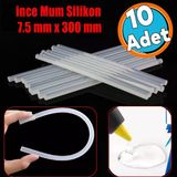 10 Adet İnce Mum Silikon 7.5 Mm Uzunluk 30 Cm Çubuk Sıcak Silikon Hobi Eşya Maket Yapıştırma Silikon