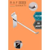 10 Adet Kanallı Pano Kancası 30 Cm - Askı Kanca Raf Askısı Raf Aksesuar Tel Askı Raf Kancası